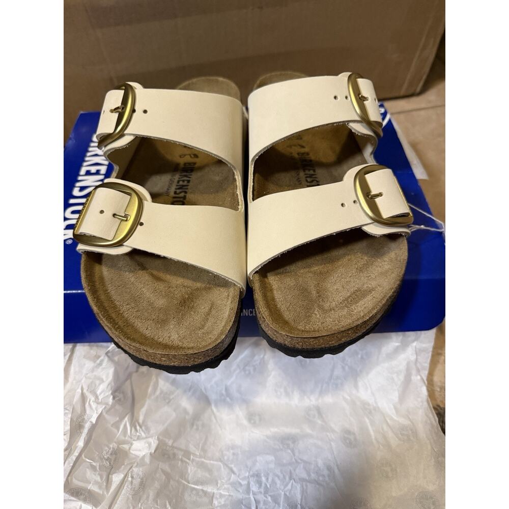 Birkenstock Arizona Women 39 Size 8 Ecru Nubuck Leather Big Buckle Sandals Shoes